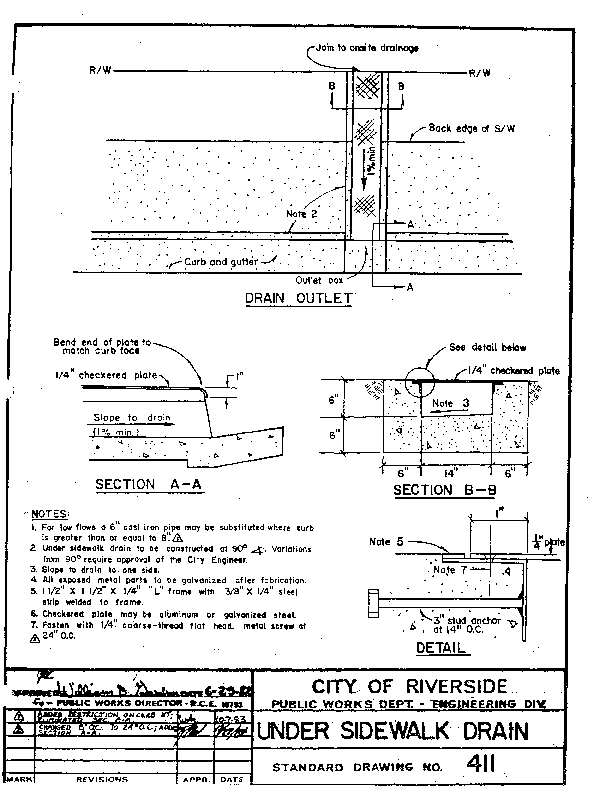 CITY OF RIVERSIDE STANDARD 411 SIDEWALK DRAIN | Long Beach Iron Works